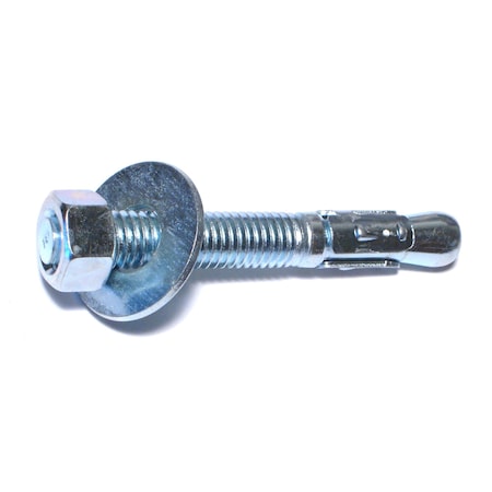 Midwest Fastener Wedge Anchor, 1/2" Dia., 3-3/4" L, Steel Zinc Plated, 25 PK 04128